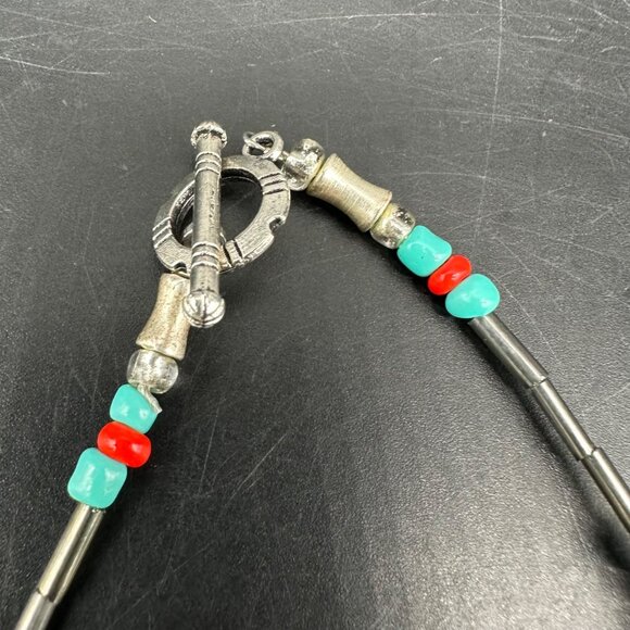 Vintage Native American Turquoise Coral Necklace Fetish Birds Skulls Chunky Bead - Picture 7 of 10